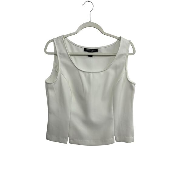 Minimalist White Sleeveless Blouse 14 Elegant Layering Tank Workwear Chic Basic - Picture 1 of 7